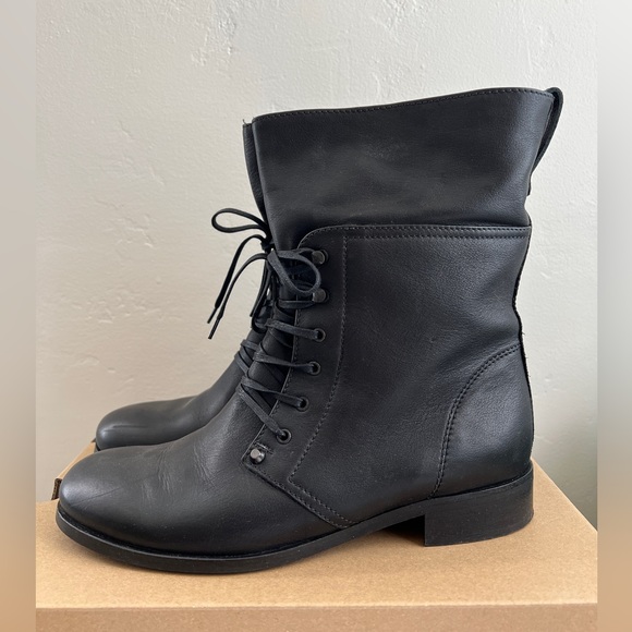 J.Crew vintage black leather lace-up boots size 8 - Picture 3 of 8